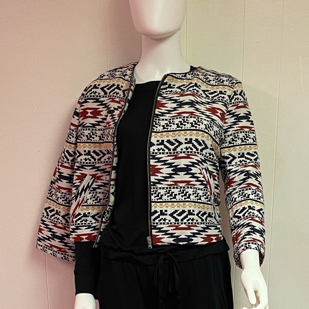 Crop ethnical pattern blazer